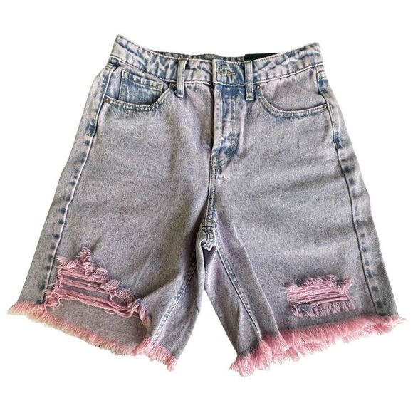 Wild Fable womens High Rise Bermuda Denim Acid Wash Pink Size 0 NWT - Picture 5 of 16